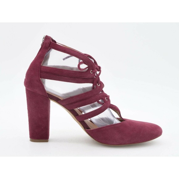 Halogen Sandals Womens 10 Red Faux Suede Strappy Lace Up Closed Toe Back Zip - Picture 3 of 11